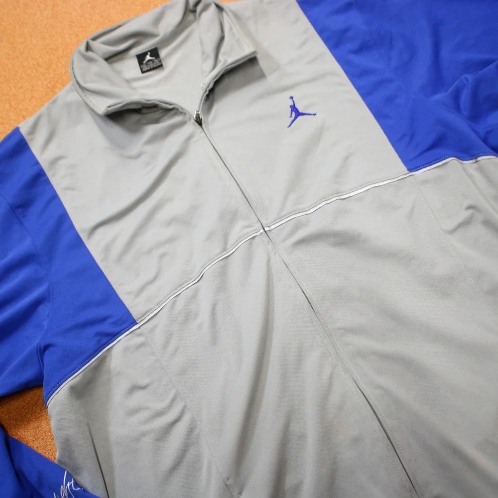 Air Jordan Flight Track Jacket Men 2XL Gray Blue Nike Color Block Y2K Retro